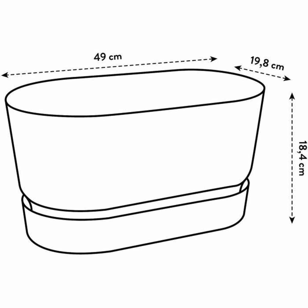 Blomlåda Elho   Svart 50 cm Plast Oval
